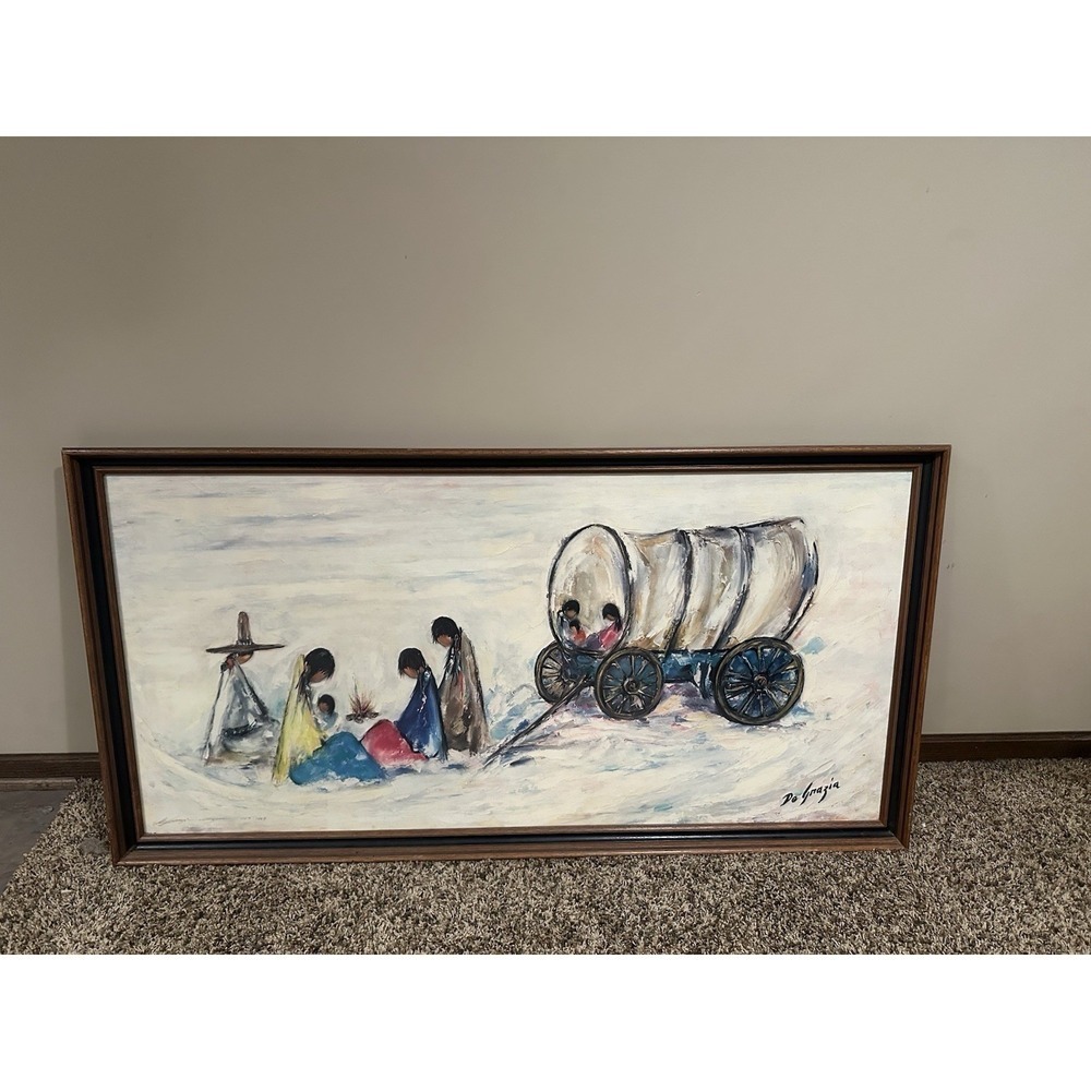 Ted DeGrazia "Navajo Campfire" 1969 – Large Signed & Dated Canvas Print Native